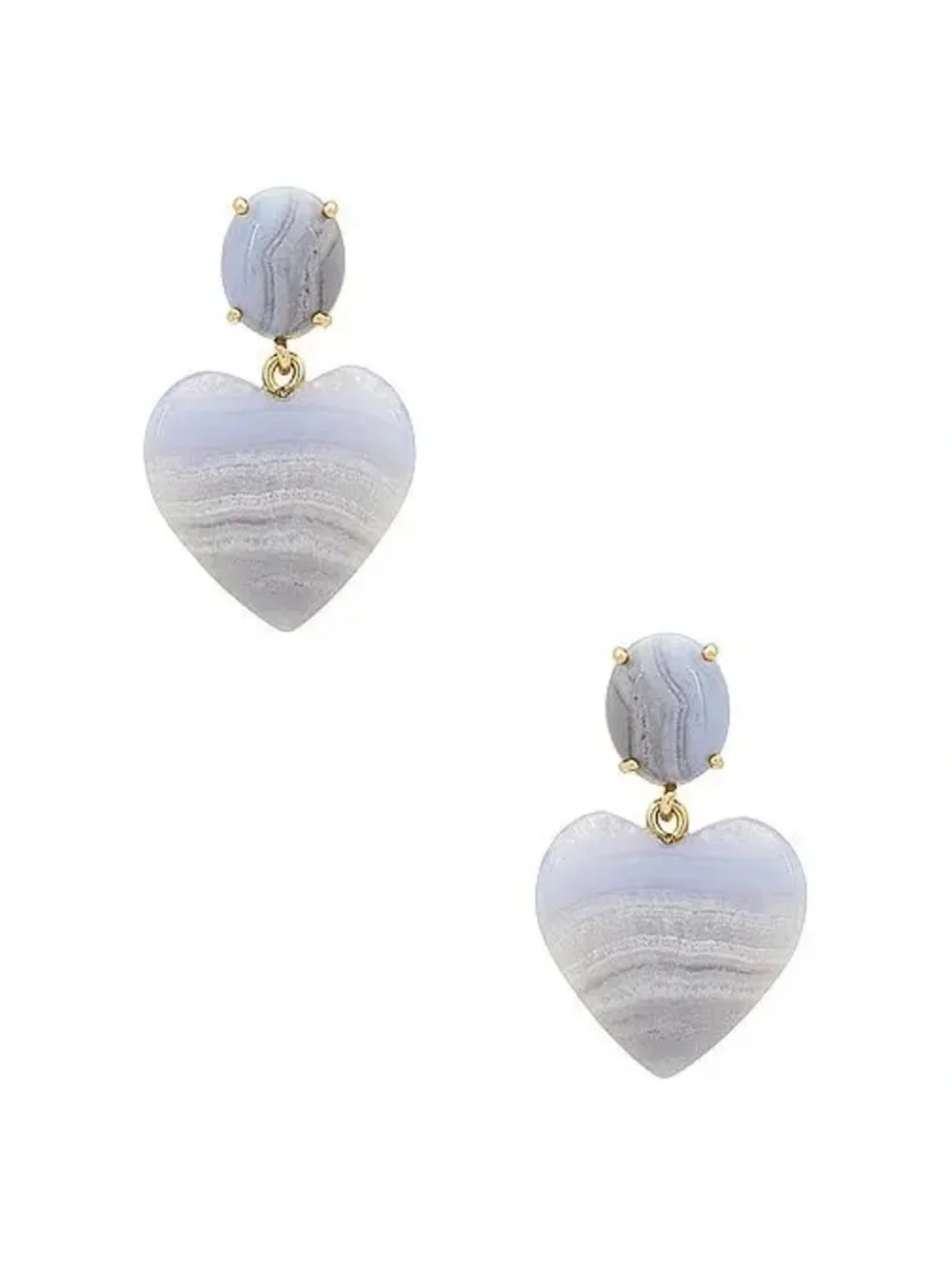 BaubleBar Juno Sheri Pale Blue Lace Agate Heart Drop Earrings with Gold
